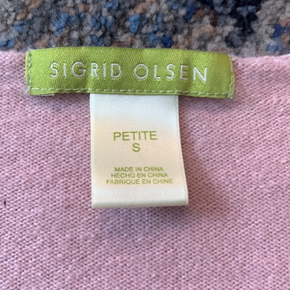 2/$12 deal! Sigrid Olsen pink cardigan button sweater silk angora rabbit blend. - Picture 2 of 6